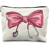 RYYCDOI Pink Coquette Bow Stethoscope Nurse Makeup Bag, Nurse Gifts for Women Cosmetic Bags, Nurse Week Gifts Makeup Pouch, Nurse Appreciation Gifts Zipper Pouch