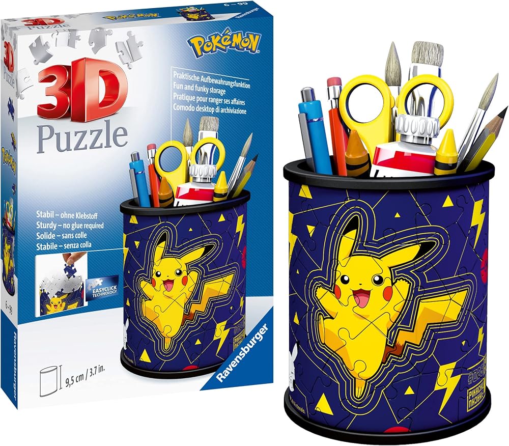 Ravensburger Pokemon Gifts 3D Jigsaw Pencil Pot 54 Pieces No Glue Required