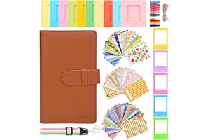 Sunmns Camera Accessories Bundle Kit Compatible with Fujifilm Instax Mini 11/9/ 8/90/ 70, Accessory Include Album, Film Stickers, Desk Frames, Hanging Frame, Strap (Brown)