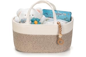 Kodomoore Large Diaper Caddy Organizer, Baby Storage Basket, Nursery Bin and Car Organizer for Diapers, Gift Basket for Baby 