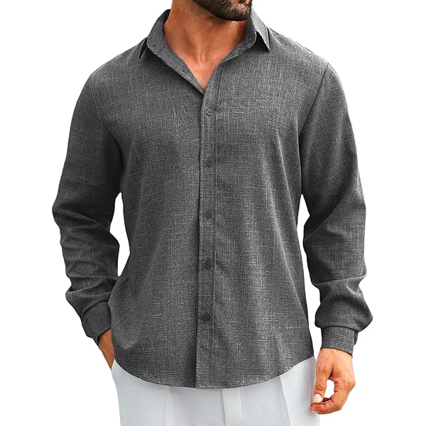 Amazon.com: LETSEE Men's Beach Shirt Long Sleeve Button Up Shirts