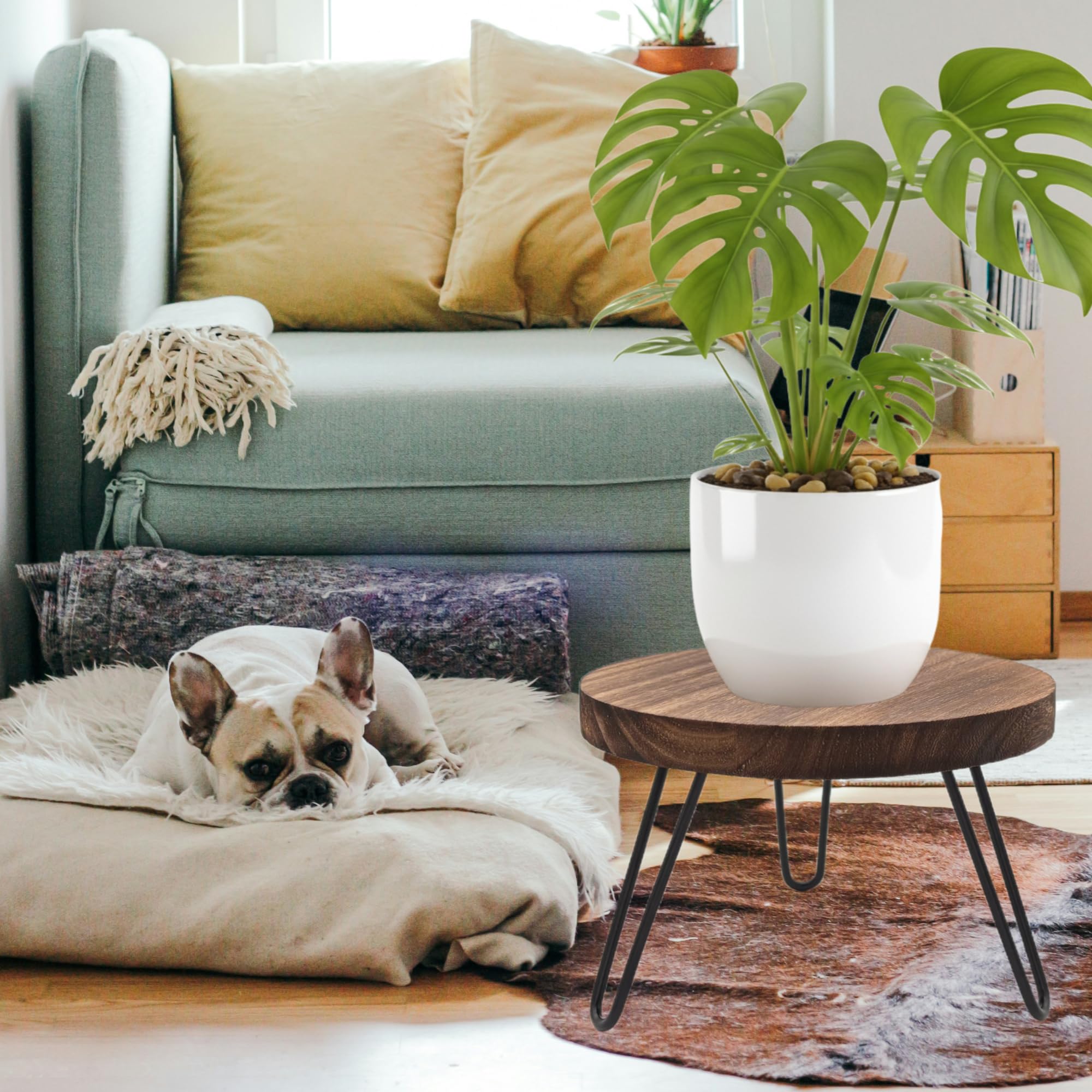 3 Pack Wood Plant Stand Indoor Outdoor, 8\'\' 10\'\' 12\'\' Wooden Planter Stands Fit 5-15 Inch Pot, Plant Stool Flower Pot Stand Gardening Display Pedestals for Decor Living Room Balcony, Office, Patio