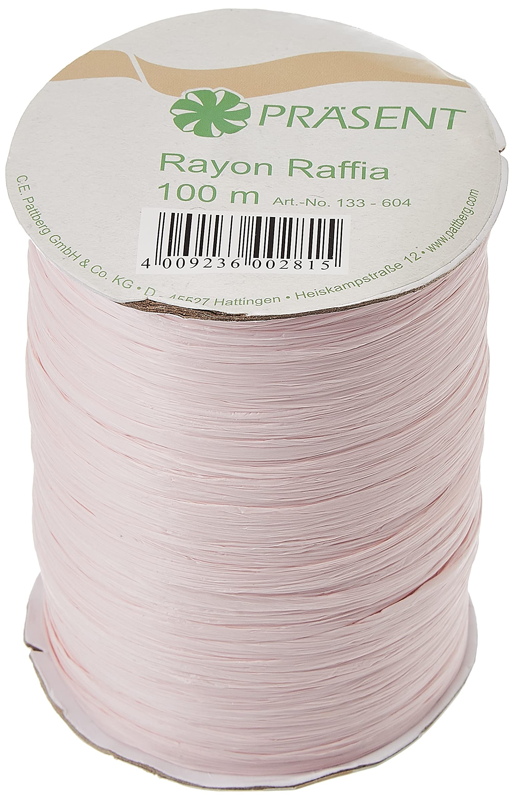 PRÄSENT - Rayon Raffia Biodegradable Ribbon Light Pink 100 meter spool