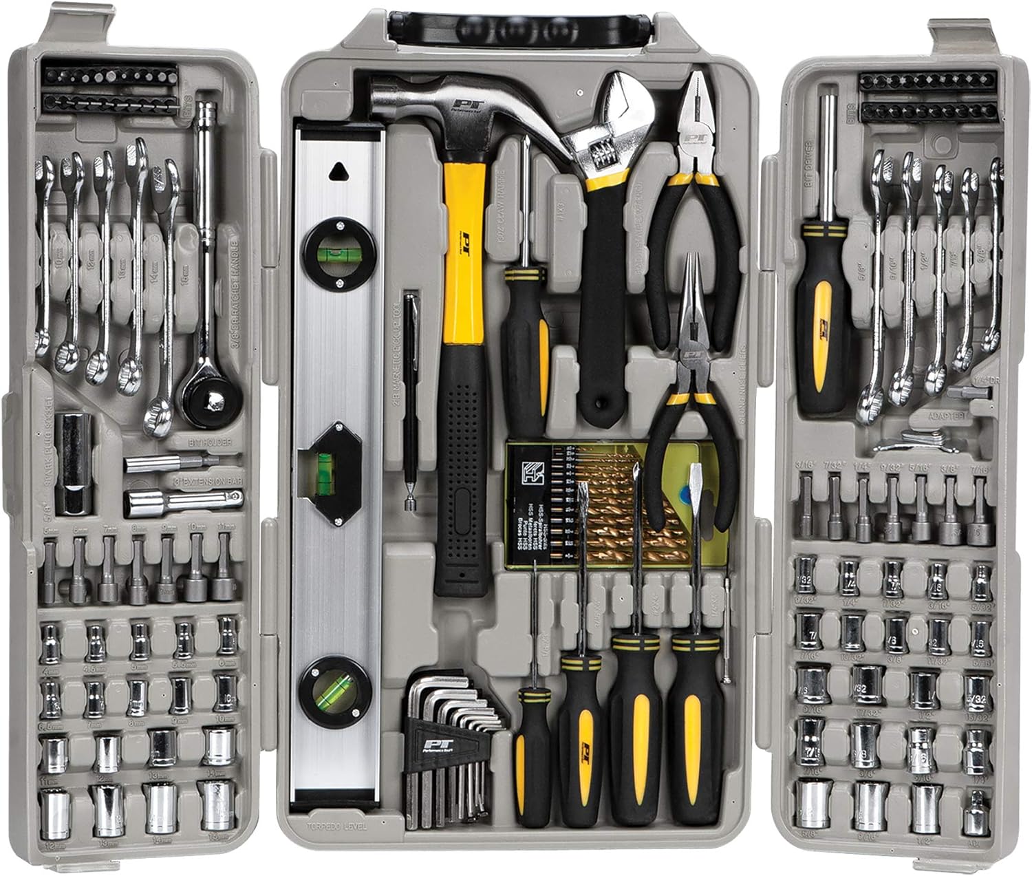 Performance Tool W1802 SAE/Metric 157 Piece Homeowner's Tool Set (1/4" & 3/8" Drive)