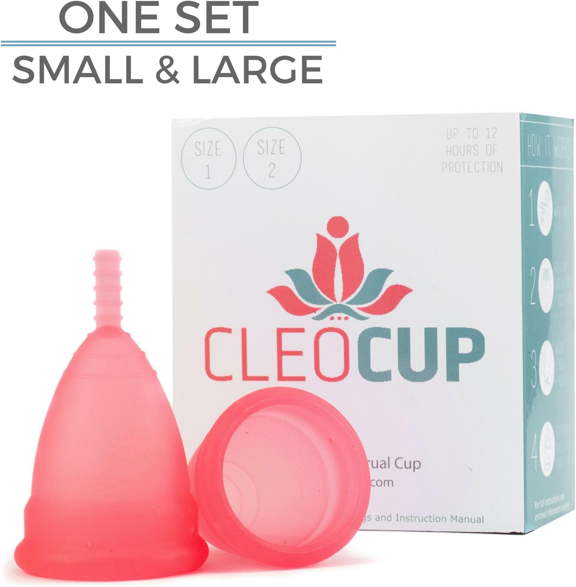 Cleo Cup Starter Kit - Set Of 2 Menstrual Cups - SMALL and LARGE - Medical FDA Approved Silicone - Alternative to Pads and Tampons - Made for Better Periods (Pink)