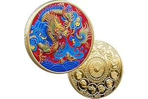 YKSHOP Colorful Chinese Loong Twelve Zodiac Lucky Coin for Scratching Lottery Tickets
