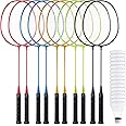 Woanger 10 Packs Badminton Rackets Set with 15 Shuttlecocks Badminton Racquets for Adult and Lightweight Teenagers Shuttlecock Set for Backyard Gym Beach Outdoor Games