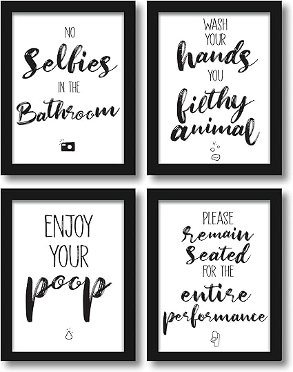 Wietre Premium Set Di 4 Divertenti Frasi Per Bagno Toilette Con Citazioni Immagine Decorativa Poster Divertente Senza Cornice Amazon It Amazon It
