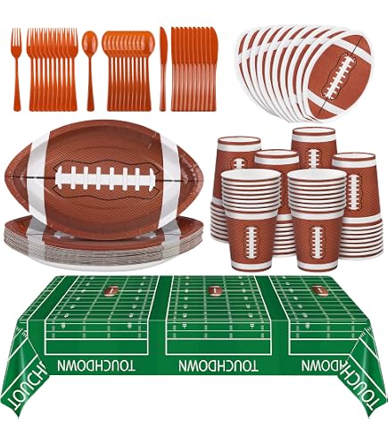 Football Party Decorations Supplies Set For 24 People, Includes 48...