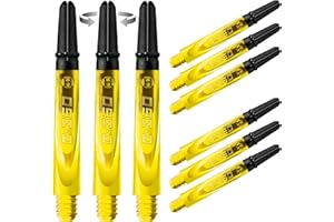 Harrows Darts 3 x Sets of Carbon 360 Dart Stems - 9 Dart Shafts in Total - Medium, Midi & Short (Yellow, Medium)