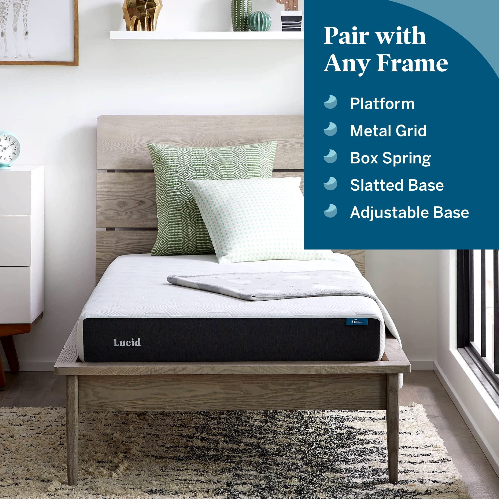 Lucid 6 Inch Twin Mattress Firm Gel Memory Foam Mattress Twin— Bamboo