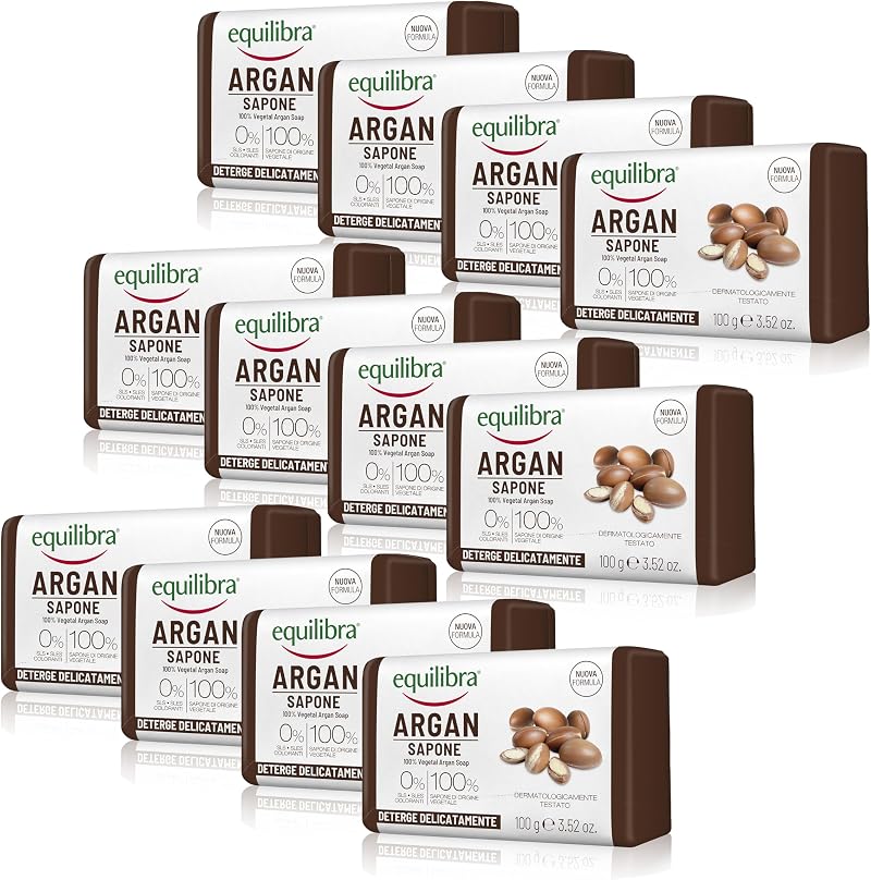 Equilibra Argan Natural 100% Vegetal Soap Aloe Argan Oil Face Body 100g