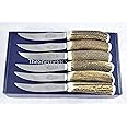 Six Boxed Genuine Stag Horn/Antler Handle Steak Knife Made In Sheffield England Stamped Sheffield England