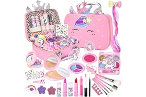 JOYCOVER Kids Makeup Kit for Girl, Washable Kids Makeup Set for Girls 5-8, Real Cosmetic Set Pretend Play Makeup for Toddler Girl Toys Christmas & Birthday Gift for Girls 3 4 5 6 7 8 9, Teen