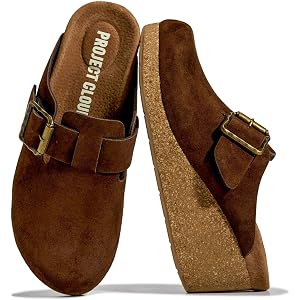 Project Cloud Genuine Suede Platform Clogs for Women - Womens Mules (Fiona) | Non Slip Platform Womens Clogs Soft Insole Heel
