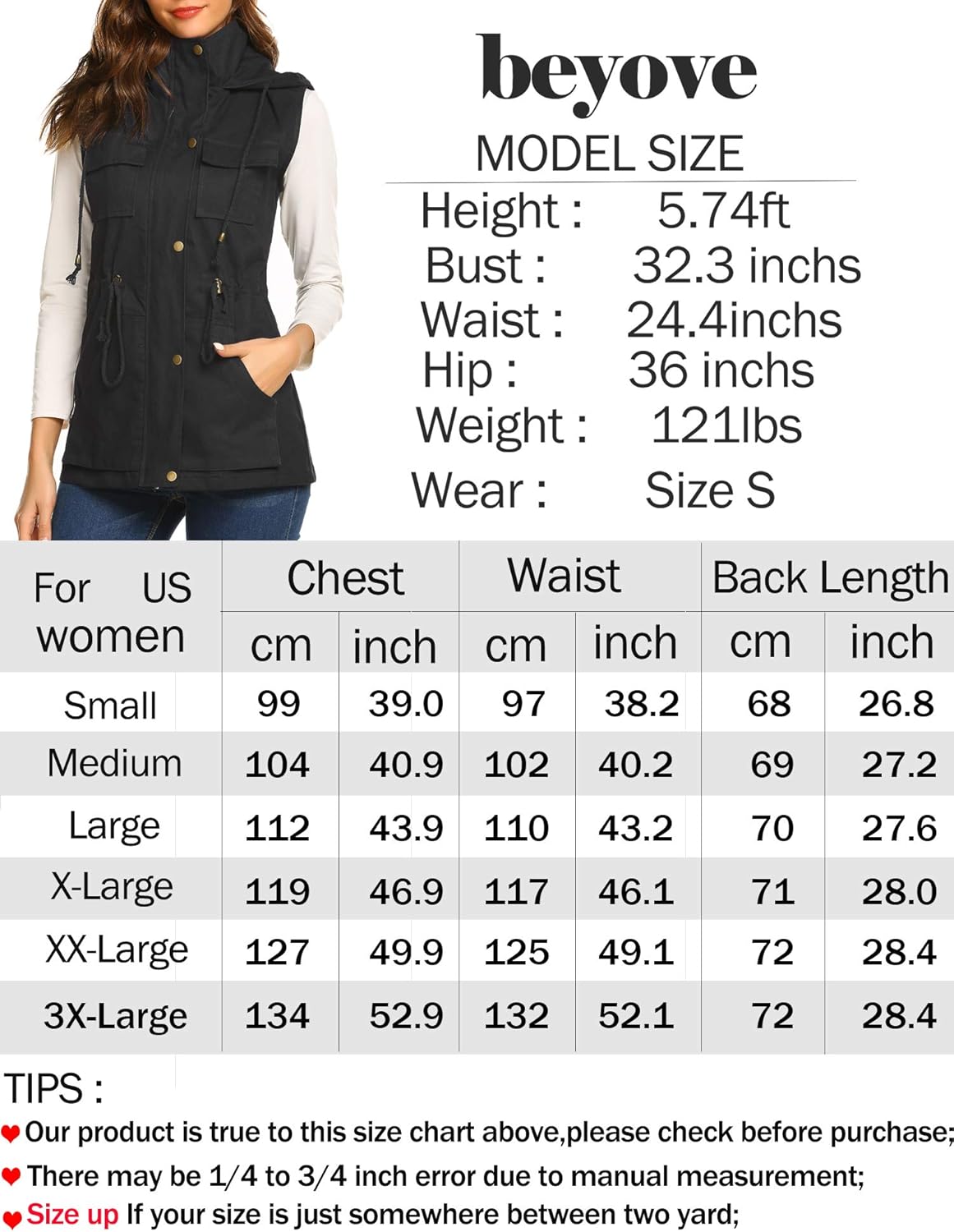 Beyove Womens Lightweight Sleeveless Military Anorak Cargo Vest Hooded/No Hood at  Women's Coats Shop