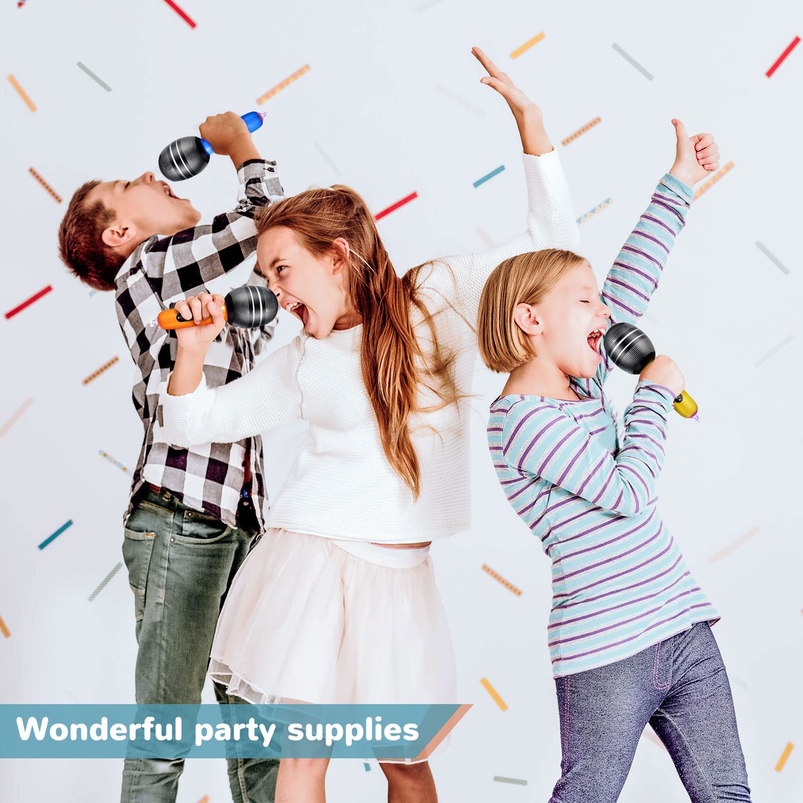 Sumind 30 Pcs Inflatable Microphones 9.4 Inch Blow up Plastic Fake Microphone Props Toys for Karaoke Musical Concert 80s 90s Singer Birthday Party Halloween Cosplay Stage Decoration Supplies