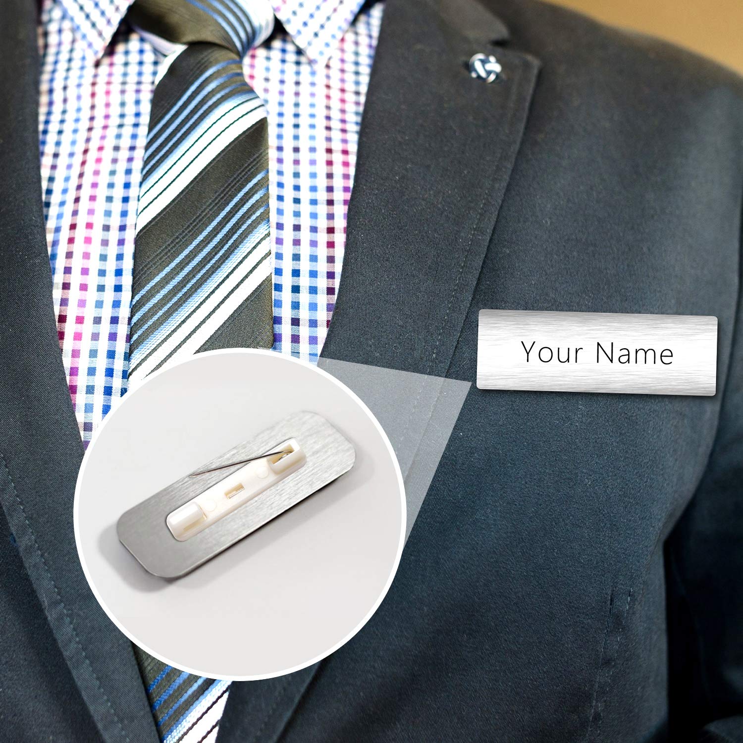 BOGZON 100 White Safety Pin Bar with Adhesive, Badge Pin Backs, Name Tag Pins
