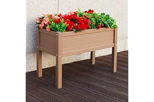 BIVODA HDPE Raised Garden Bed, Elevated Planter Box with Legs, Outdoor All-Weather Garden Box for Seeds, Herb, Flower, Vegetables (Khaki)