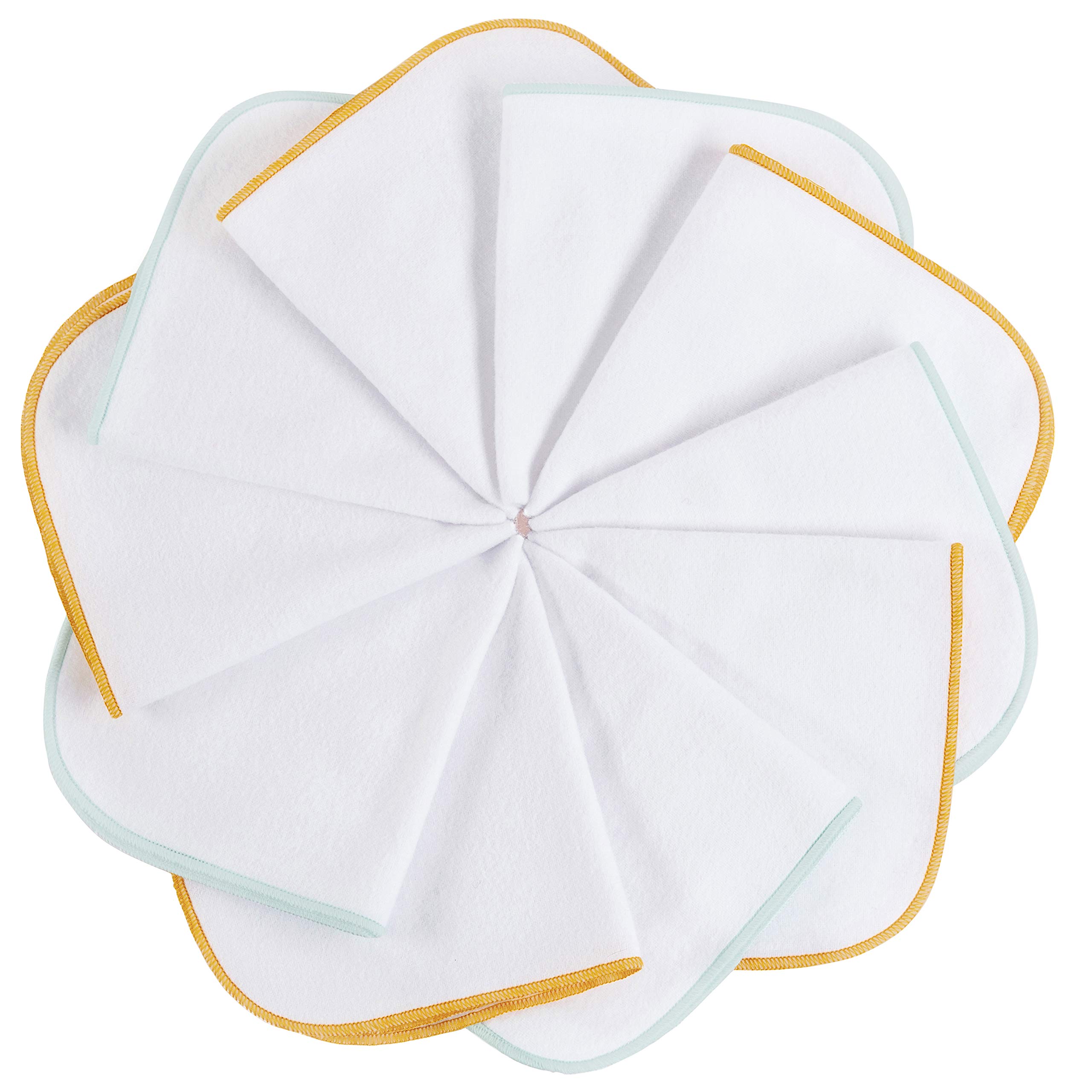 mimaDu Molton Cloths Baby Face Cloths White, Baby Towels Cotton, Baby Towel Set Baby Cloths Cotton,Children's Face Cloths Set of 10 Oeko-Tex, 25 x 25 cm - Gold Mint