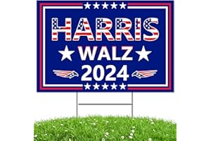 QIYEYEYE Harris Waltz 2024 Yard Sign,18x12In Kamala Harris Tim Walz Double-Sided Kamala Harris Tim Walz For President Yard Sign With H-Stakes Political Democratic Sign For Outdoor Garden Lawn Parade Rally Decor
