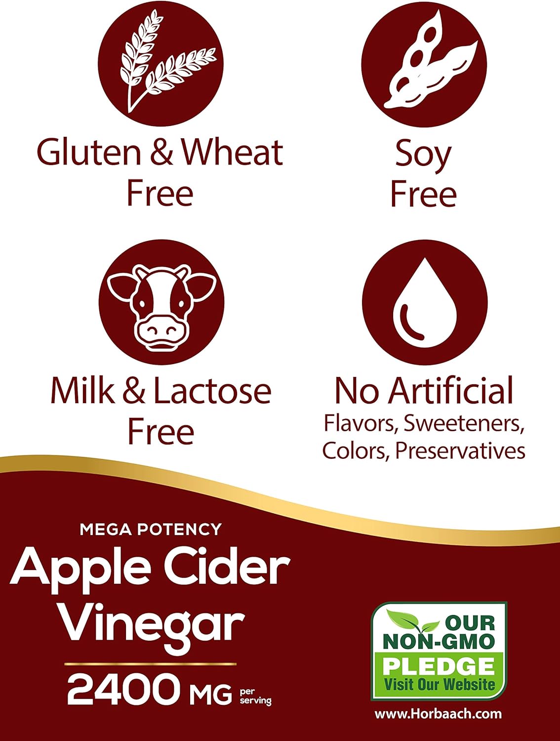 Apple Cider Vinegar Capsules | 2400mg | 200 Pills | Non-GMO, Gluten Free | by Horbaach: Health & Personal Care