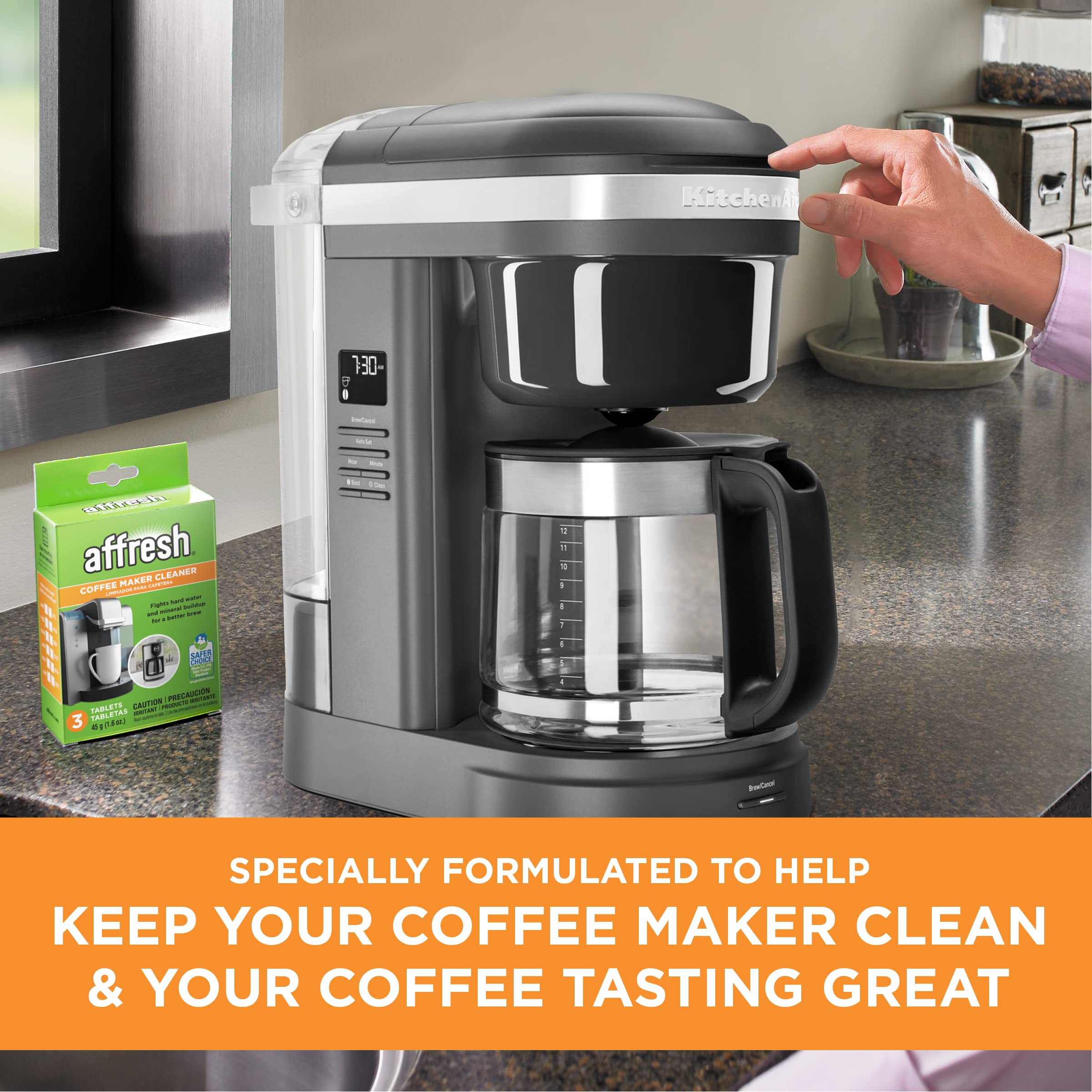 Affresh Coffee Maker Cleaner, Works with Multi-cup and Single-serve Brewers, 3 Tablets