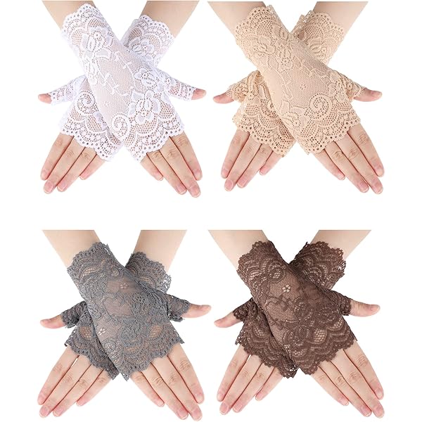 Amazon.com: 6 Pairs Women's Lace Gloves Fingerless Floral