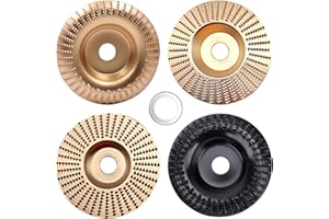 EMVANV 4 PCs Wood Carving Disc Set, for 4" or 4 1/2" Angle Grinder with 5/8" Arbor Grinding Wheel Shaping Disc for Wood Cutting Grinder Cutting Wheel Attachments(Gold+Black)