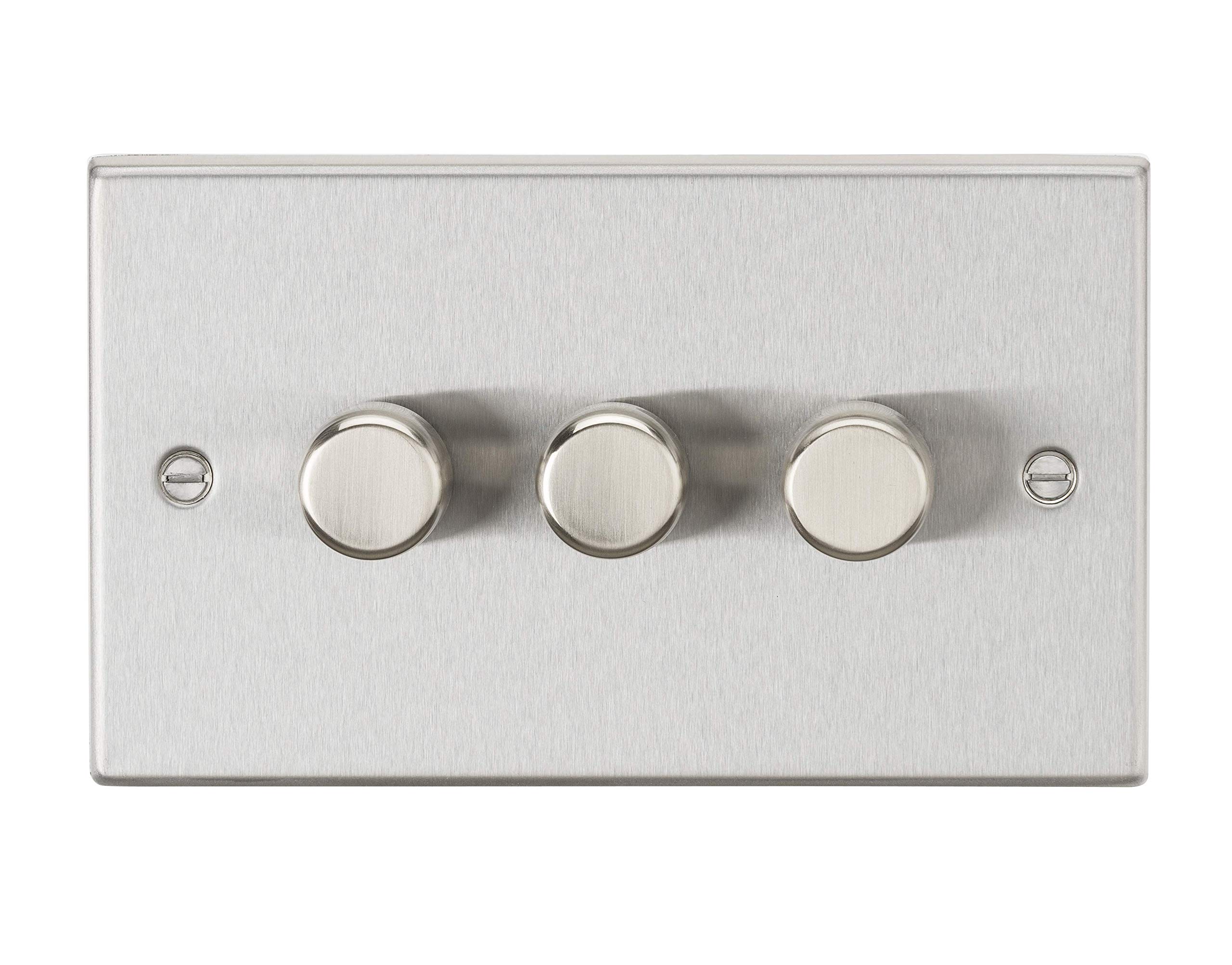 Knightsbridge CS2183BC 3G 2 way 10-200W (5-150W LED) trailing edge dimmer - Square Edge Brushed Chrome, 149.3 mm*89.0 mm*10.5 mm