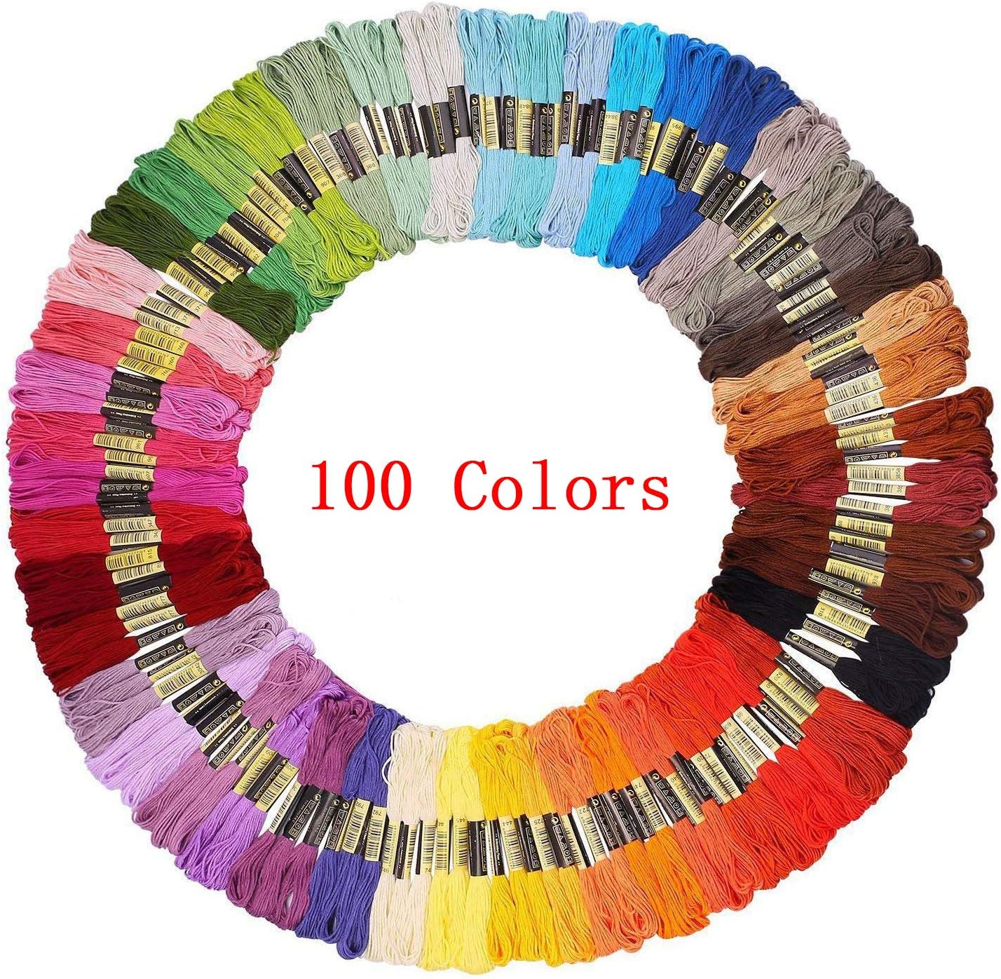 Embroidery Floss,100 Colors Rainbow Color Embroidery Thread,Cross Stitch Threads, Bracelets Floss,Crafts Floss DIY Handcrafts Cotton Thread