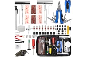URMECCH 94Pcs Heavy Duty Flat Tire Repair Tools With Plugs and Glue, Pickup Truck Puncture Repair, Motorcycle Vacuum Nails Screws, Car Emergency Tool With Multi Function Pliers, Tire Tread Depth Gauge