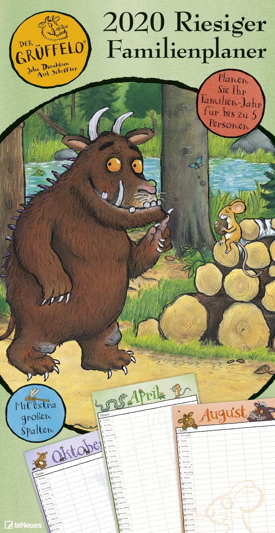 Gruffalo Giant Family Planner - Calendar 2020 - teNeues-Verlag - Family Calendar - Monthly Planner with 5 Columns - 33 cm x 64 cm