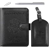 RFID Blocking Leather Travel Wallet For Passport, Vaccination Card & Credit Cards