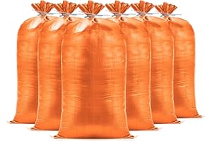 CARRYWELL (Not Made in China) Heavy Duty Sand Bags for Flooding, Empty W/Tie Strings, UV Protection for 1600 Hours, Flood Water Barrier Sandbags,14in x 26in, Sandbag for Weight, 50lb Capacity (10 Bags)