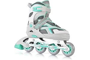 2PM SPORTS Torinx Green Boys Adjustable Inline Skates, Fun Beginner Roller Skates for Kids, Youth, Girls, Men and Women