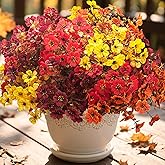 AITISOR 16 Bundles Artificial Fall Flowers Outdoor UV Resistant, Faux Greenery for Hanging Planters & Window Box - No Fade Thanksgiving Christmas Decor, Garden Porch Wedding (Mixed Colors)