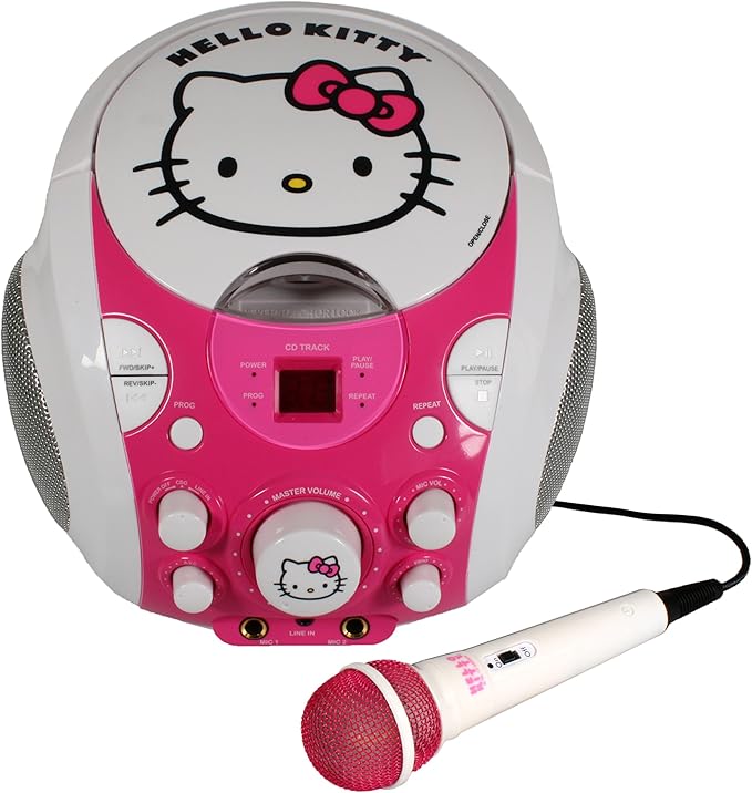 Kids Karaoke Machine Boombox with Microphone CDG featuring Hello Kitty