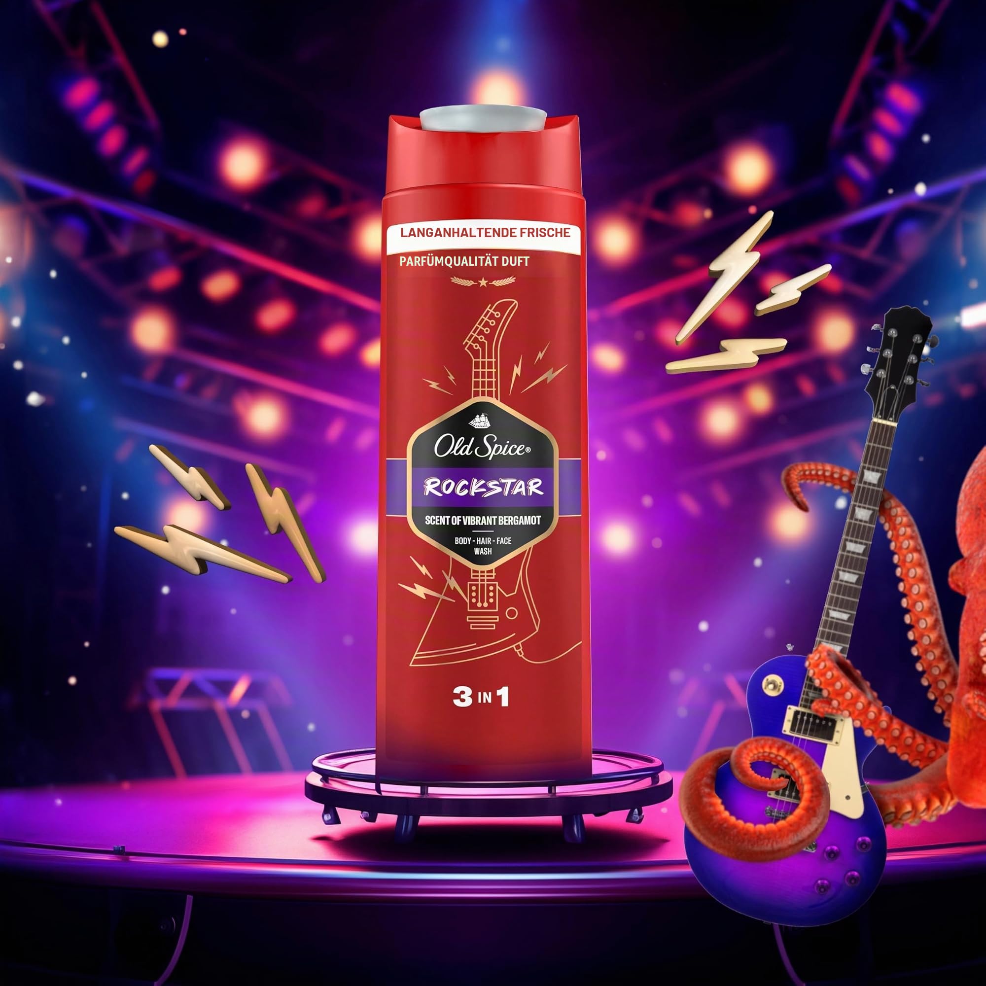 Old Spice Rockstar 3-in-1 Duschgel für Haar, Gesicht und Körper 400 ml, langanhaltende Frische, Duft von Parfumqualität, Tiefenreinigung 8