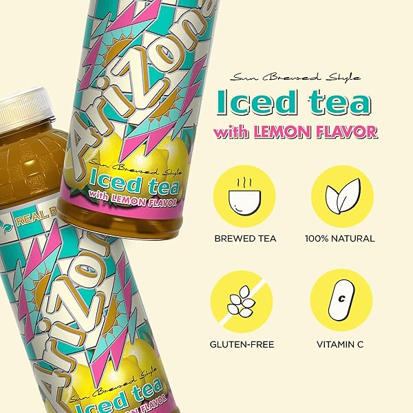 ARIZONA TEA, PREMIUM BREWED LEMON BOTTLED TEA, 16 FL OZ (PACK OF 12)