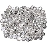 10PCs Mixed Style Rhinestones Snaps Jewelry Charms Buttons 18/20mm for Interchangeable Snaps Jewelry Making Women DIY Button Bracelets Necklaces Rings Brooch Accessories (White)