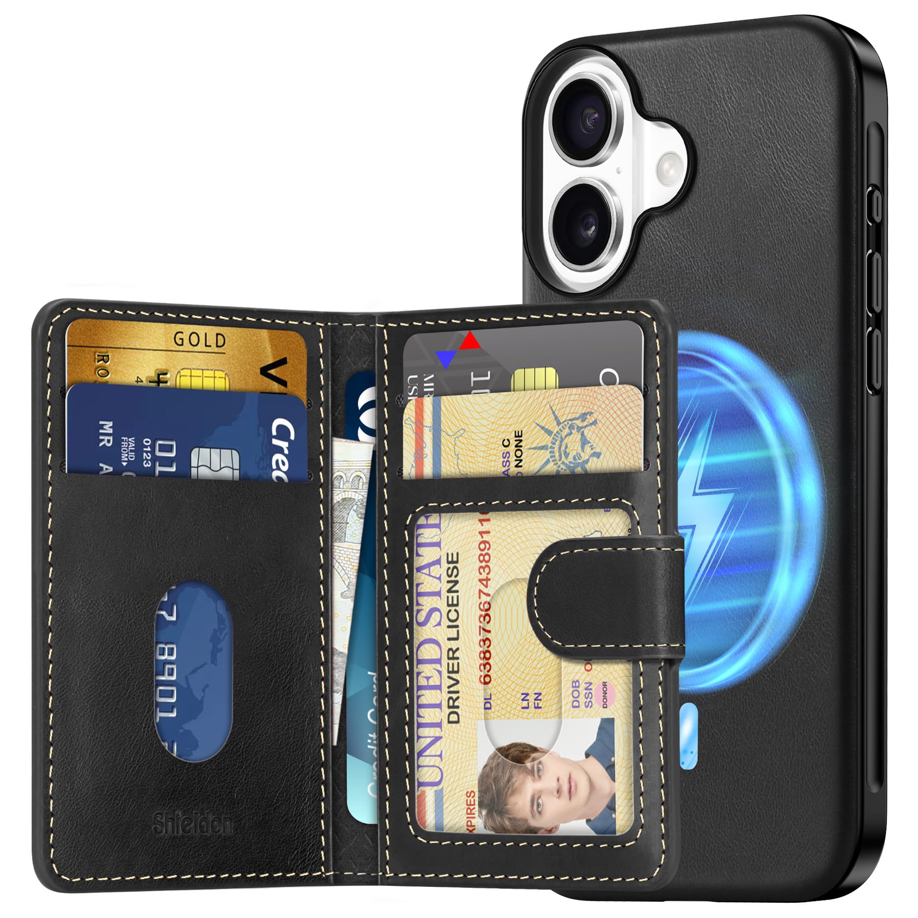 SHIELDON Wallet Case for iPhone 16 6.1", Genuine