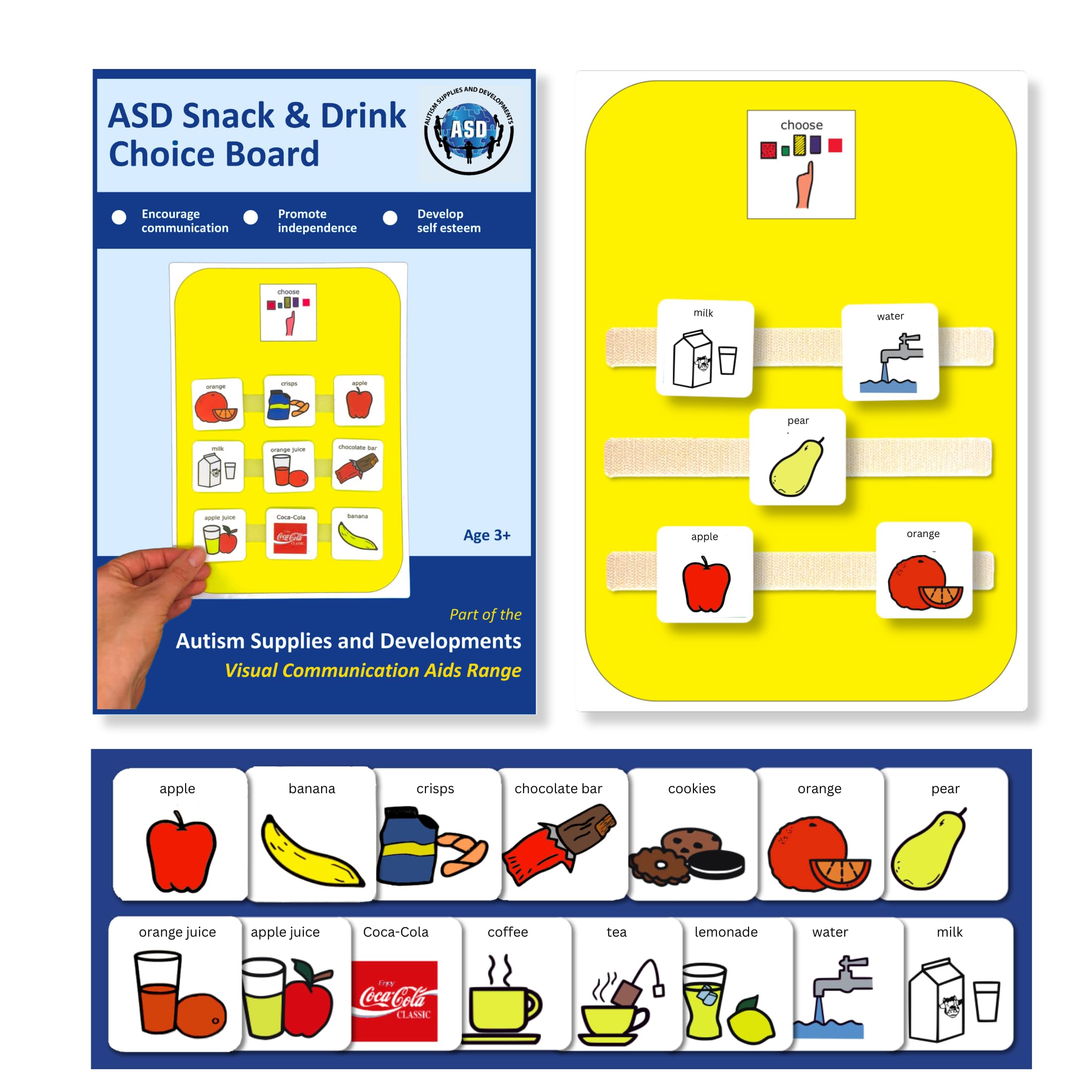 Snack Choice Nonverbal Communication Board –15 Communication Cards – SEN – Autism Learning Resources –Visual Timetable for Autistic Children –SEN