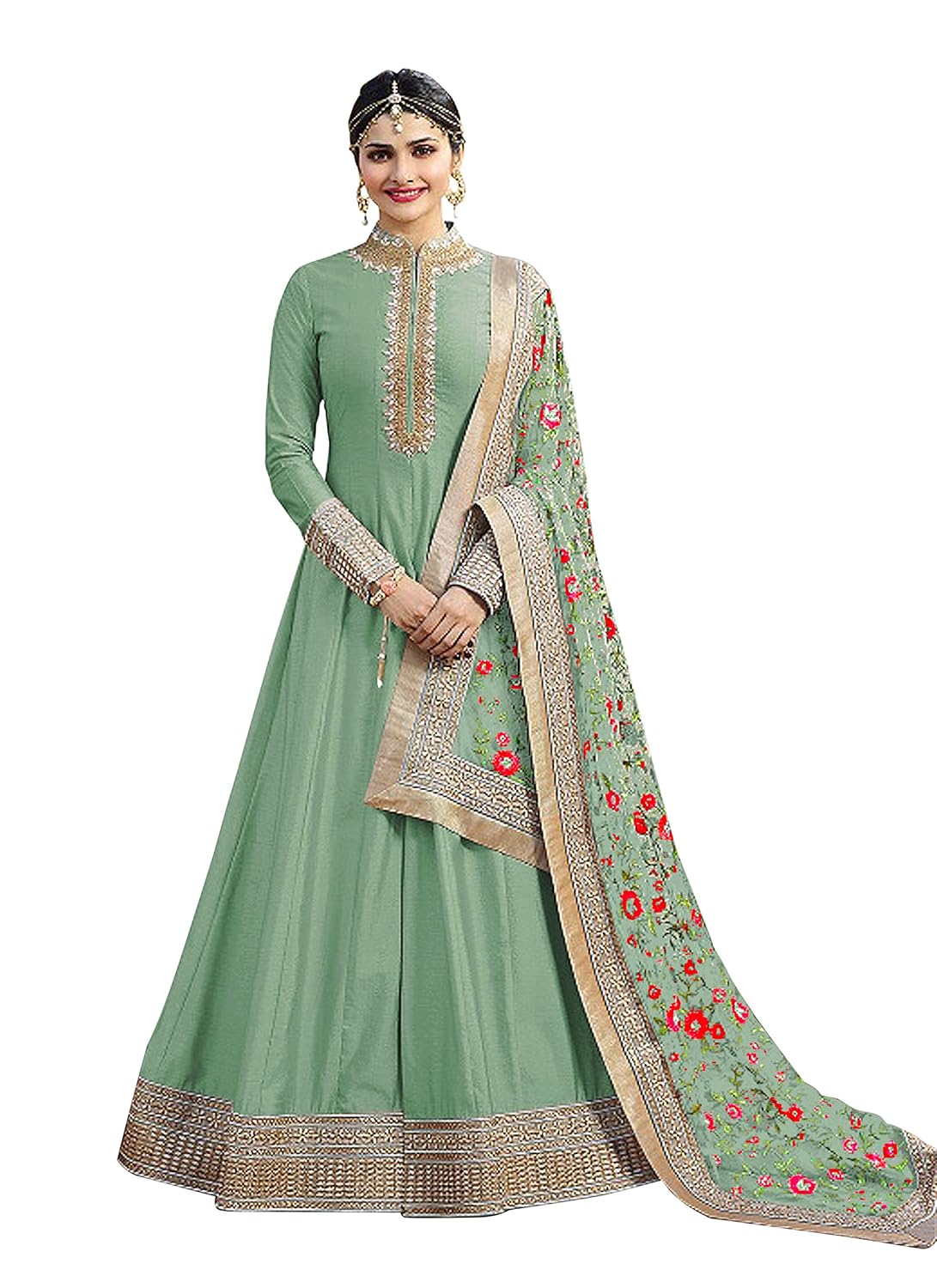 amiira women's silk anarkali gown