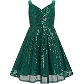 IBAKOM Girl Sparkly Formal Dress Tween Glitter Sequins School Dance Prom Dresses Teen Pageant Banquet Wedding Guest Outfits