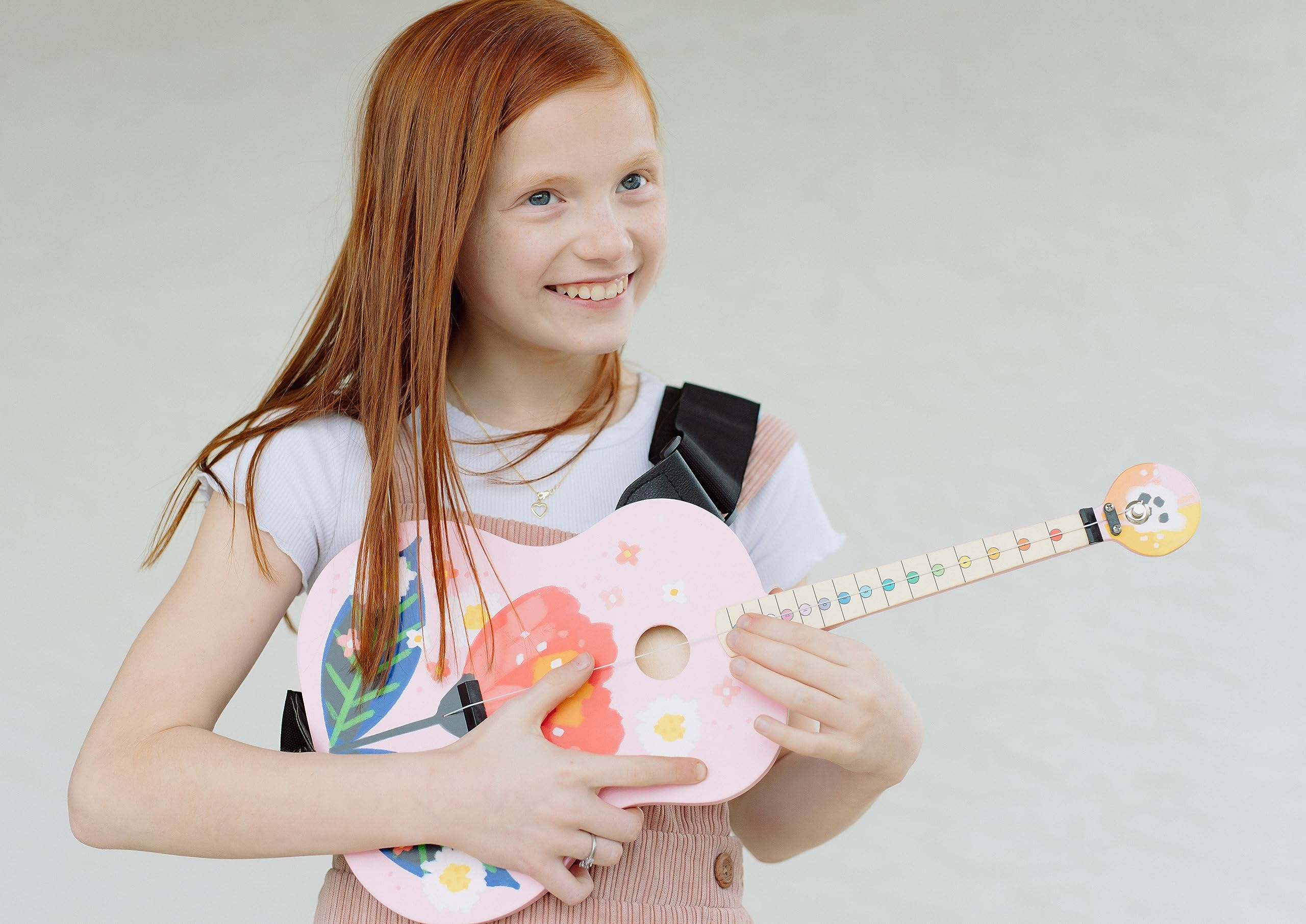 TinkerTar - Pink Floral Acoustic Guitar - The Easiest Way to Start and Learn Guitar - 1 Stringed Toy Instrument for Kids Perfect Intro to Music for Young Kids Ages 3 and up - from Buffalo Games