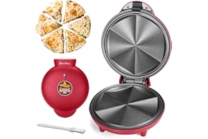 Baker's Friend Electric Quesadilla Maker with Extra Stuffing Design, 9.5 Inch with Easy Slice 6 Wedge, Non Stick Surface, Non