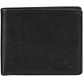 Calvin Klein Men's RFID Leather Minimalist Bifold Wallet with Multiple Card Slots and ID Window