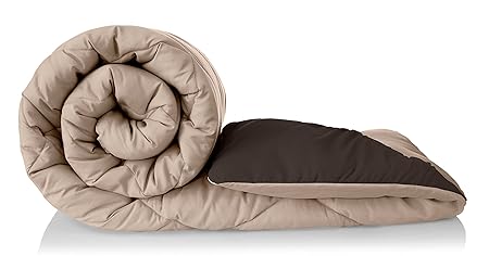 Amazon Brand - Solimo Microfibre Reversible Comforter, Double (Subtle Beige & Walnut Brown, 200 GSM)