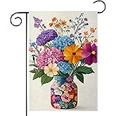 Spring Summer Colorful Floral Mason Jar Garden Flag 12x18 Inch Double Sided Hydrangea Flower Yard Outdoor Flag House Holiday Outside Decoration